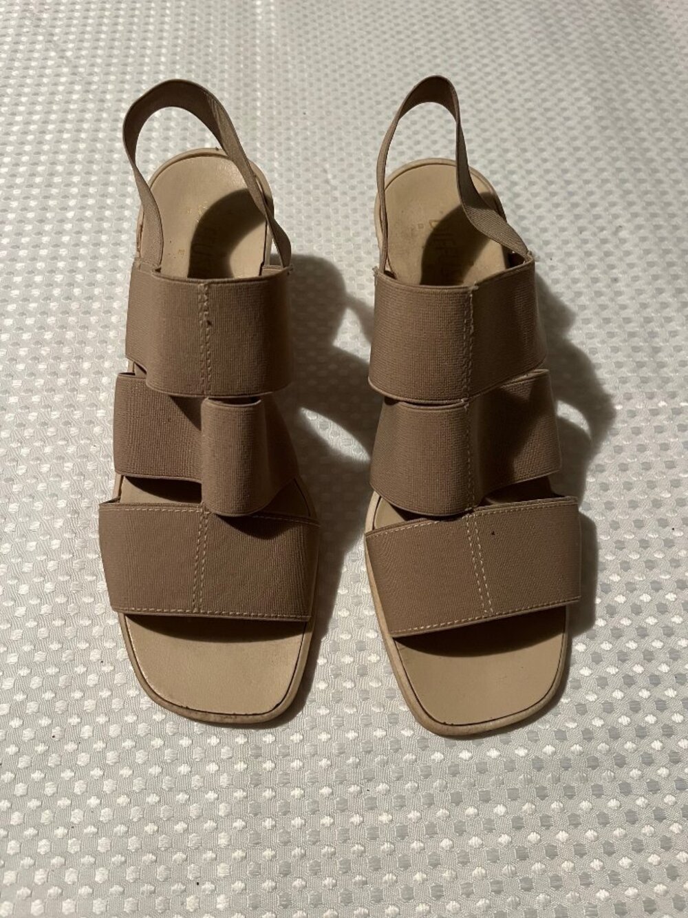 Diffusion Nude Taupe Elastic Multi Strap Block Heel Sandals Size 7.5
